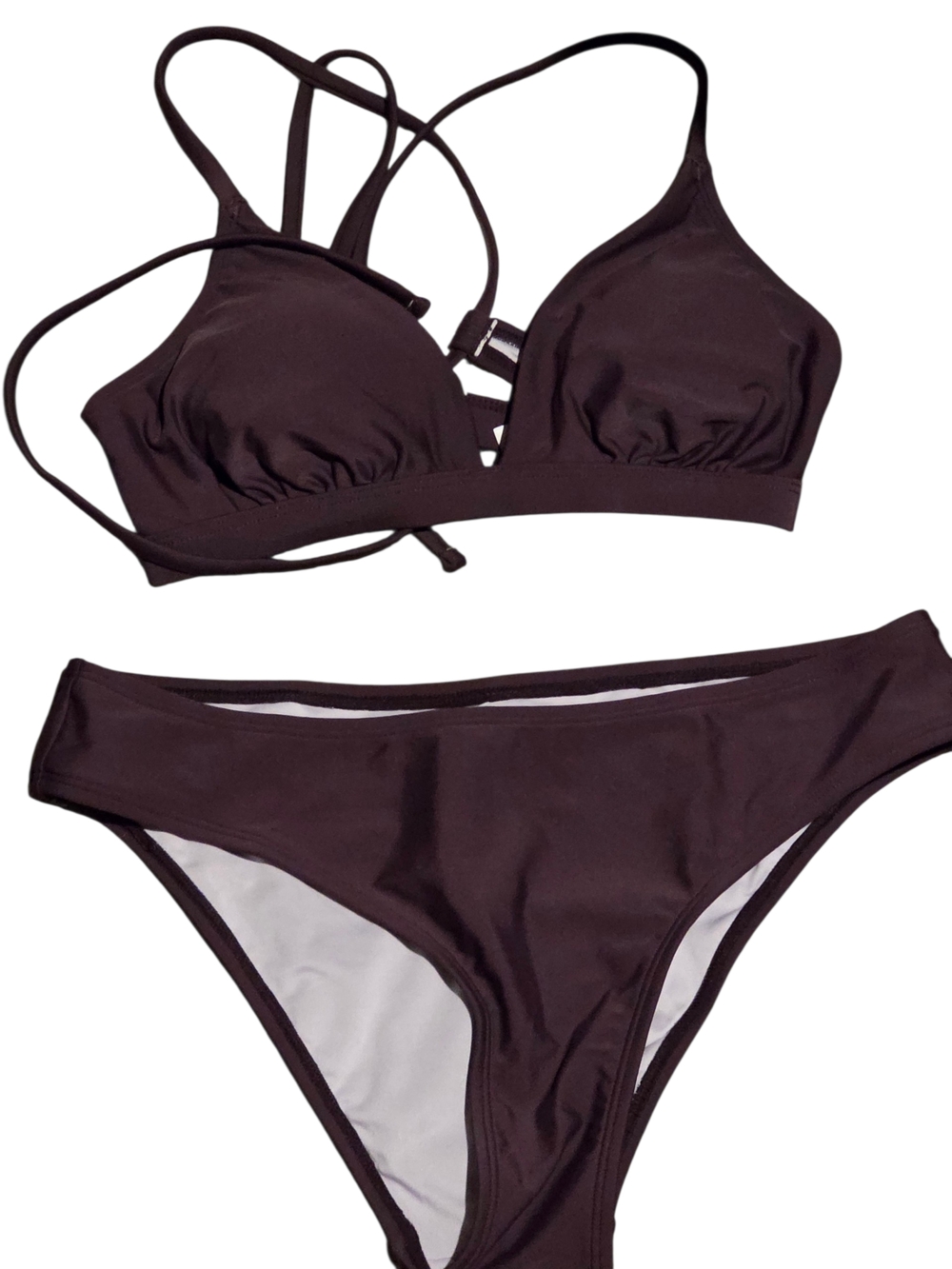 Cupshe Eggplant Strappy Cross-Back Bikini Set brand new with tag size small🌸🌸